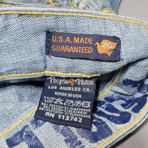 People For Peace Jeans Womens Size 26 Yellow Stitch Flared Bottom Jeans - Picture 4 of 5